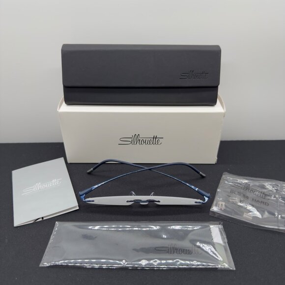 New Silhouette 5561 70 4540 Blue Purist Eyeglasses Frames with Case Authentic - Picture 1 of 5